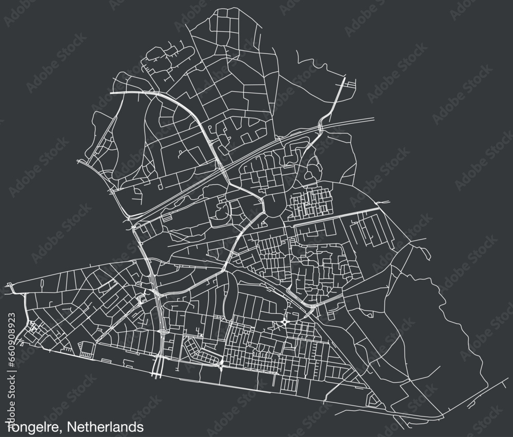 Detailed hand-drawn navigational urban street roads map of the Dutch city of TONGELRE, NETHERLANDS with solid road lines and name tag on vintage background