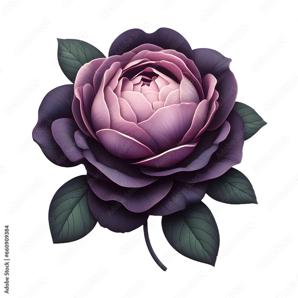 Obraz premium Botanical Illustration of a Lilac Rose Flower