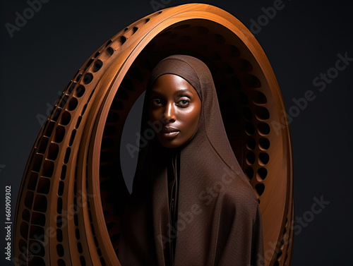 Portrait of a Arabic person, future fashion photo