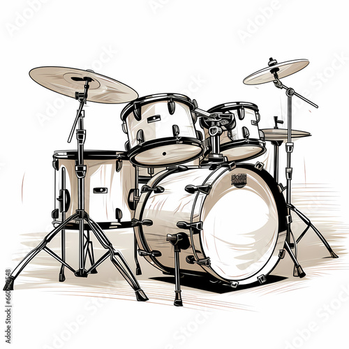 A Drum Set With A White Background