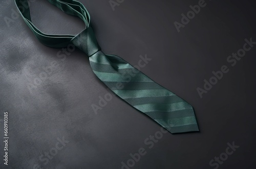Tie green top view. Classic suit accessory fashion style. Generate ai