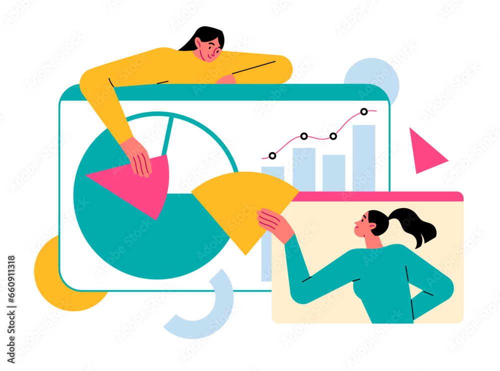 Obraz premium People work with data, make a chart