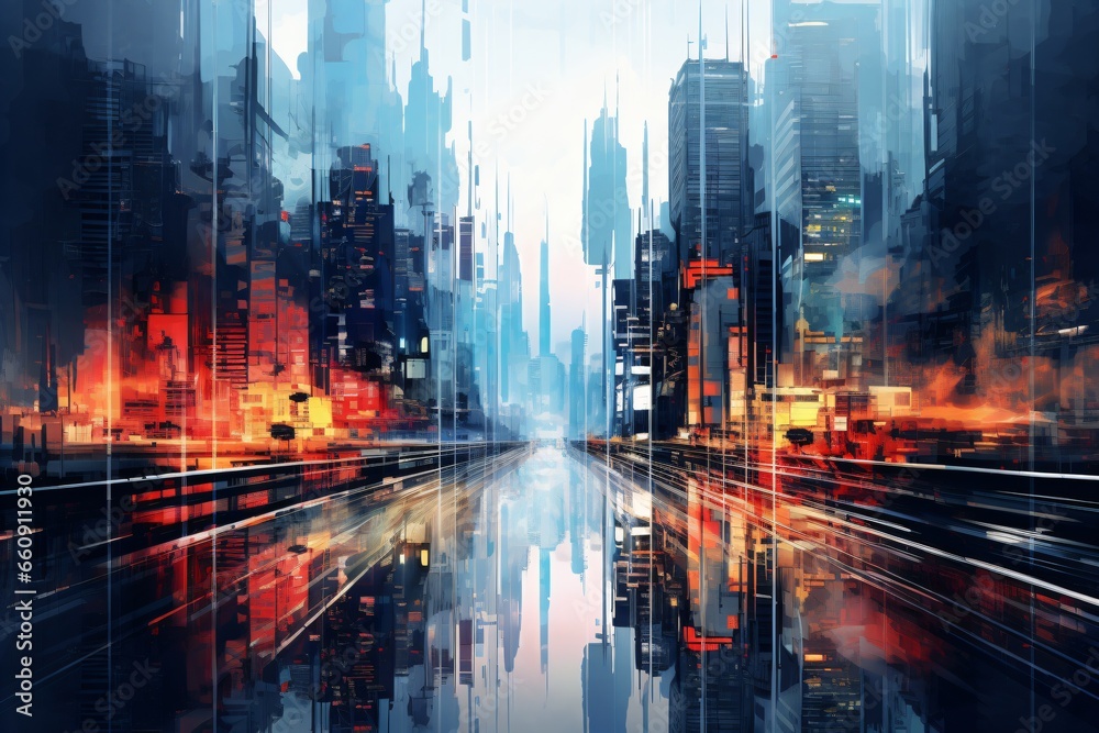 Painting of a city Painting of a city