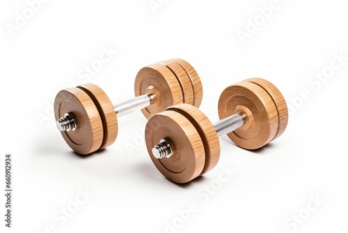 Wooden dumbells isolated on a white background