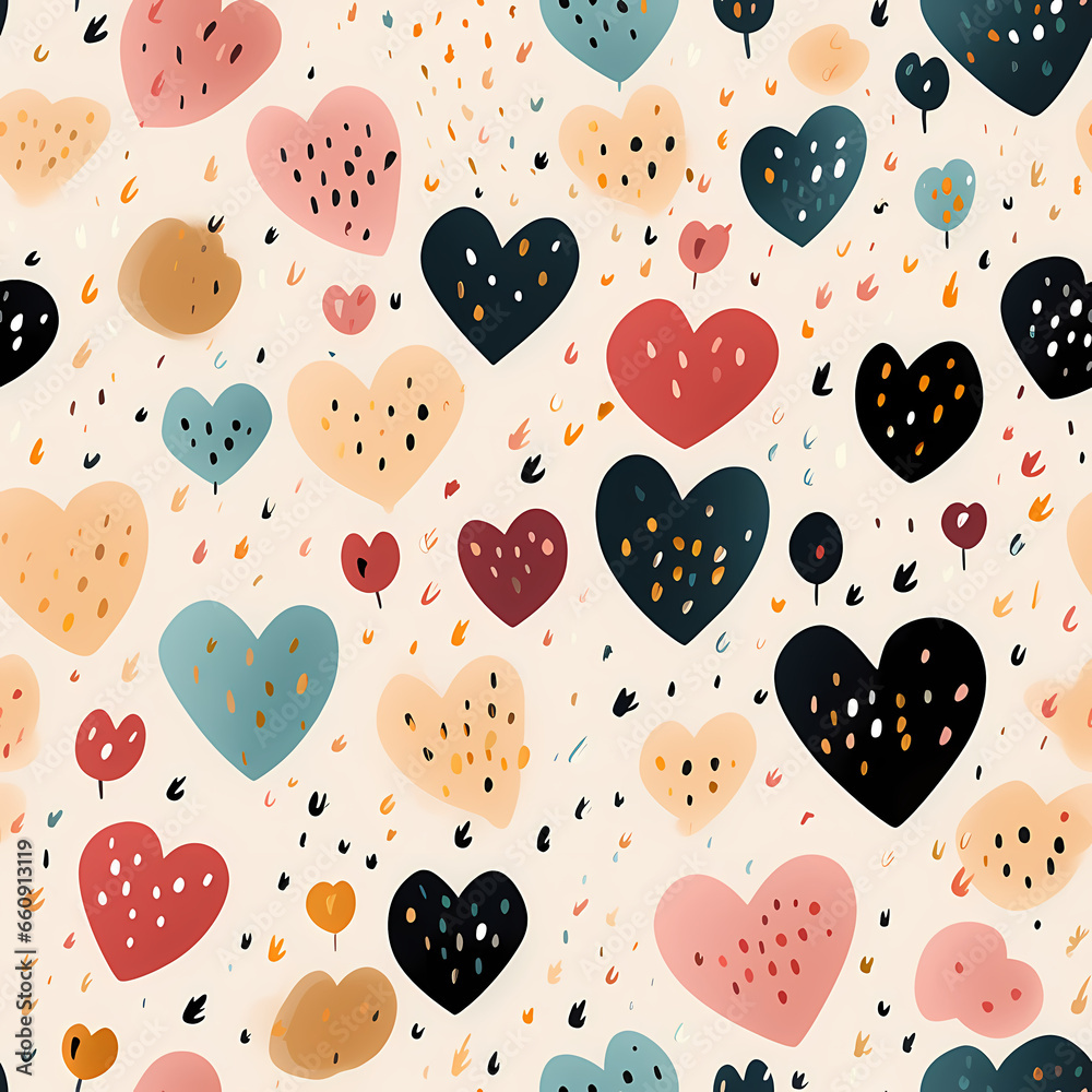 Fototapeta premium A Pattern Of Hearts And Flowers