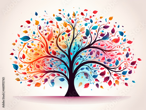 Seasons - A Colorful Tree With Leaves