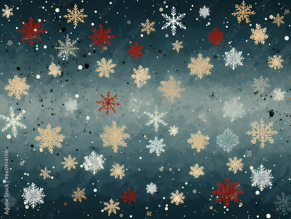 Christmas Greetings - A Group Of Snowflakes On A Dark Background Christmas Greetings - A Group Of Snowflakes On A Dark Background