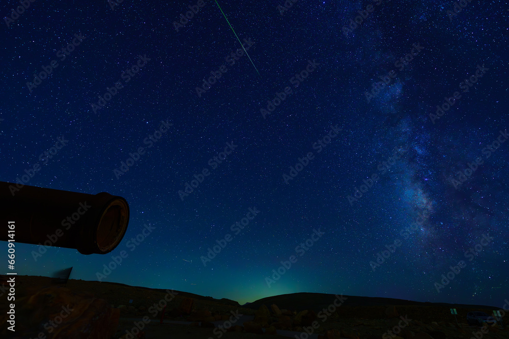 Starry night, the milky way, perseid meteor, Negev Desert