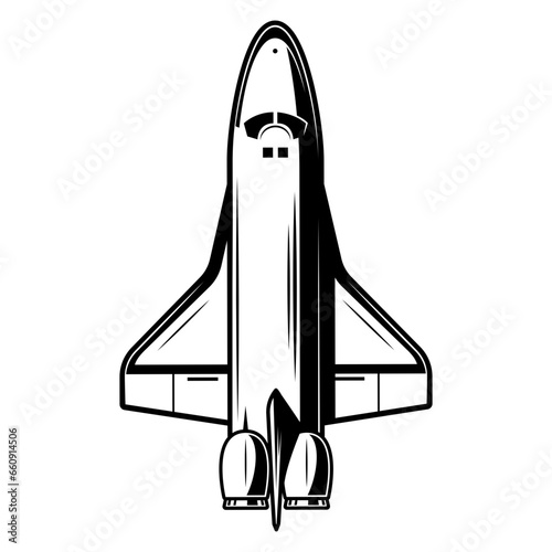 spaceship, space rocket, vector silhouette isolated on white