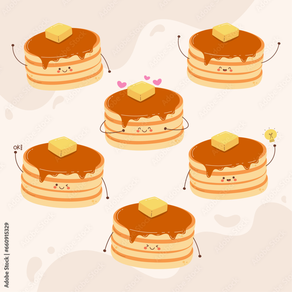 Flat design of cute pancake cartoon Flat design of cute pancake cartoon