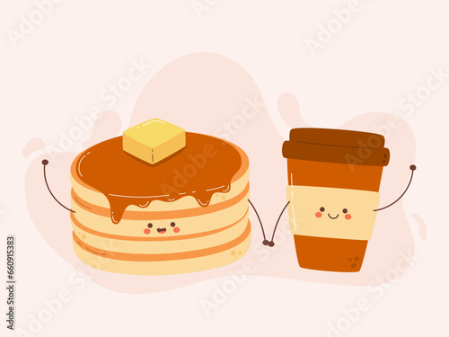 Flat design of cute pancake cartoon