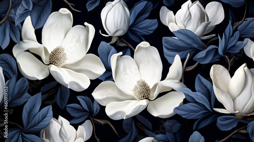 Floral seamless pattern magnolia flowers