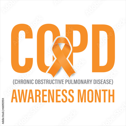 Chronic Obstructive Disease Pulmonary COPD Awareness month campaign banner. It features an orange ribbon and text.