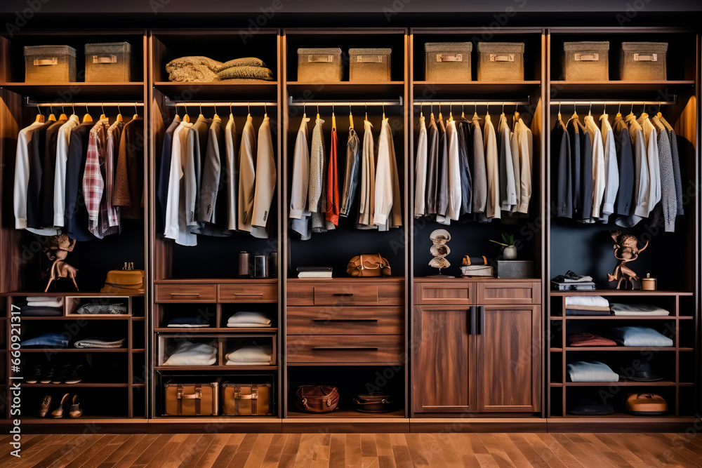 Big wardrobe with male clothes for dressing room. Big wardrobe with male clothes for dressing room.