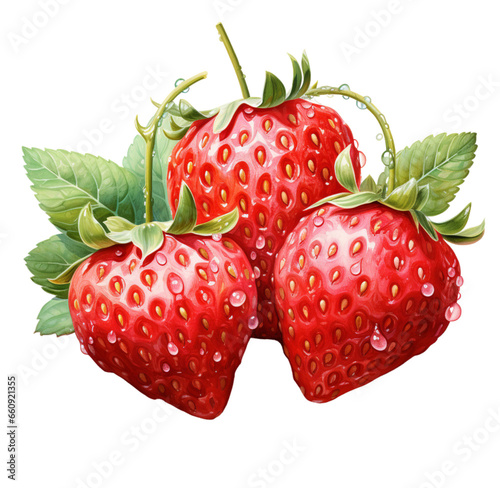 Watercolor strawberry illustration. Generative AI  png image