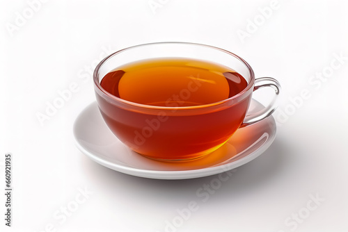 Cup of tea on white background.