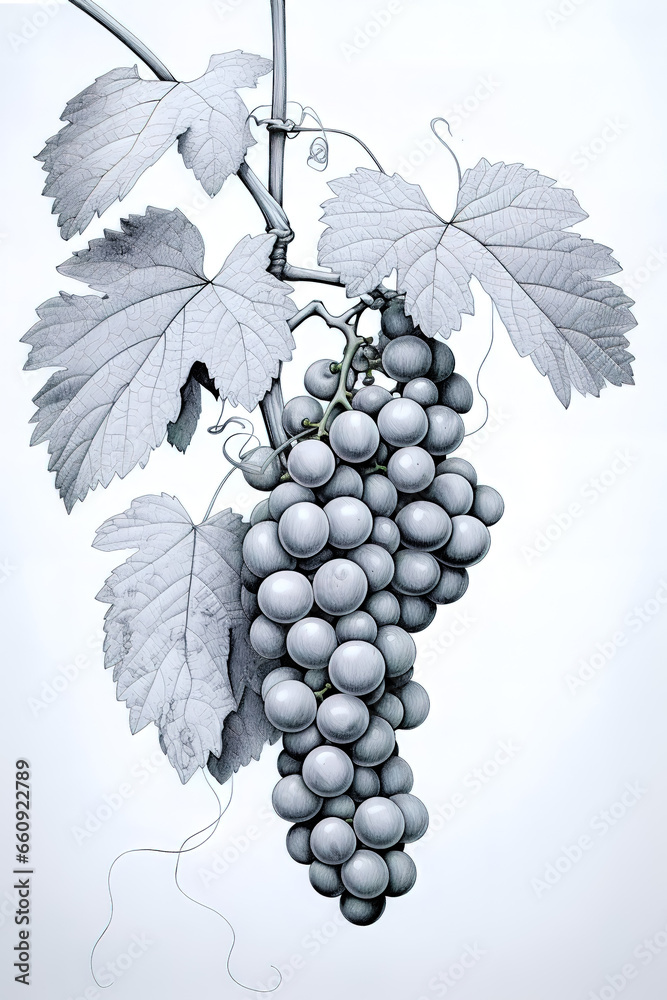 Obraz premium Grapevine drawing. Generative AI
