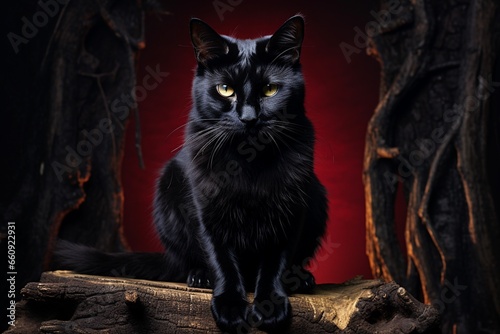 The Enigmatic Black Cat Created with Generative AI