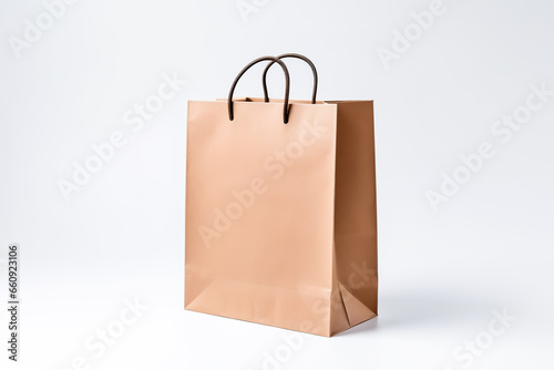 Paper bag on white background. Mockup for design. Generative AI