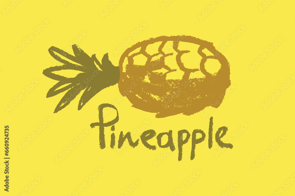 Vector pineapple symbol. Ananas icon in trendy hand drawn doodle style. Color illustration for Pineapples label, organic badge, juice packaging design or website. Calligraphic pineapple symbol. Vector pineapple symbol. Ananas icon in trendy hand drawn doodle style. Color illustration for Pineapples label, organic badge, juice packaging design or website. Calligraphic pineapple symbol.