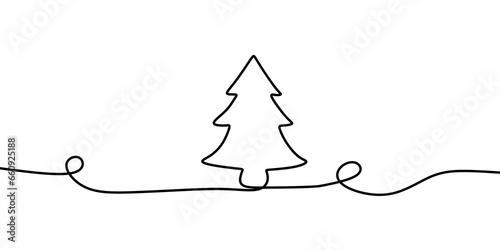 One line christmas tree illustration