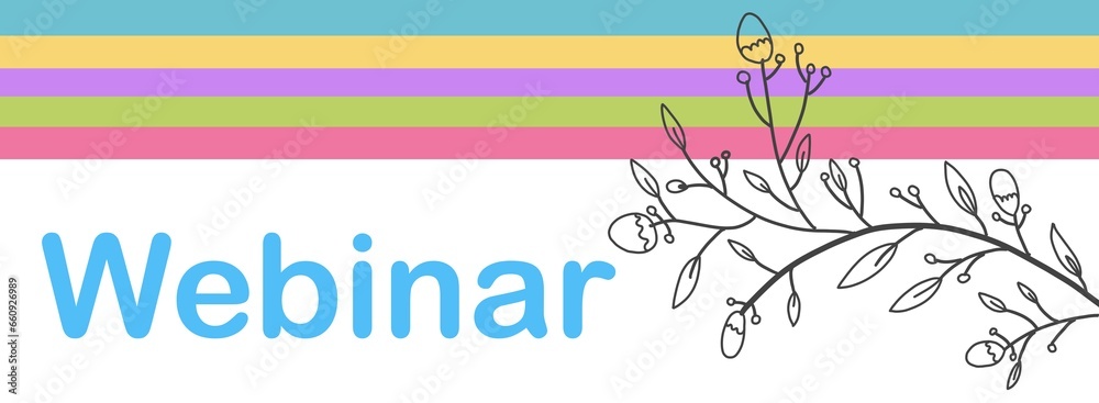 Naklejka premium Webinar Floral Element Colorful Stripes Text Horizontal