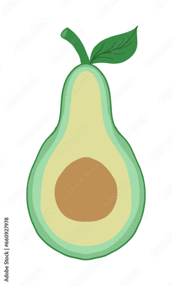 Half avocado isolated on white background. Organic food vector