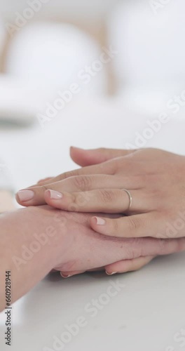 Wallpaper Mural Holding hands, support and empathy in a home with kindness, healing and faith together. People, hope and love for wellness, friends and help with gratitude, solidarity and trust for forgiveness Torontodigital.ca