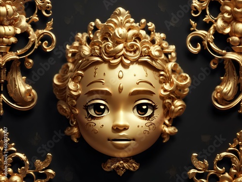 3d emoji golden boy face with black background 