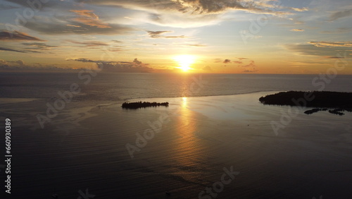 Aerial views of the stunning Bora Bora Atoll; French Polynesia