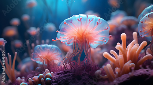under water anemone macro