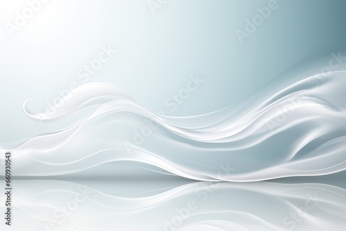 A white, semi-translucent object rests upon a reflective mirror, creating an intriguing interplay of light and shadow. Photorealistic illustration