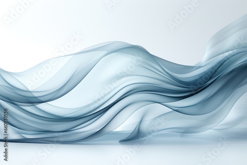 An abstract object exhibits a fluid, silk-like movement in its flow. Photorealistic illustration