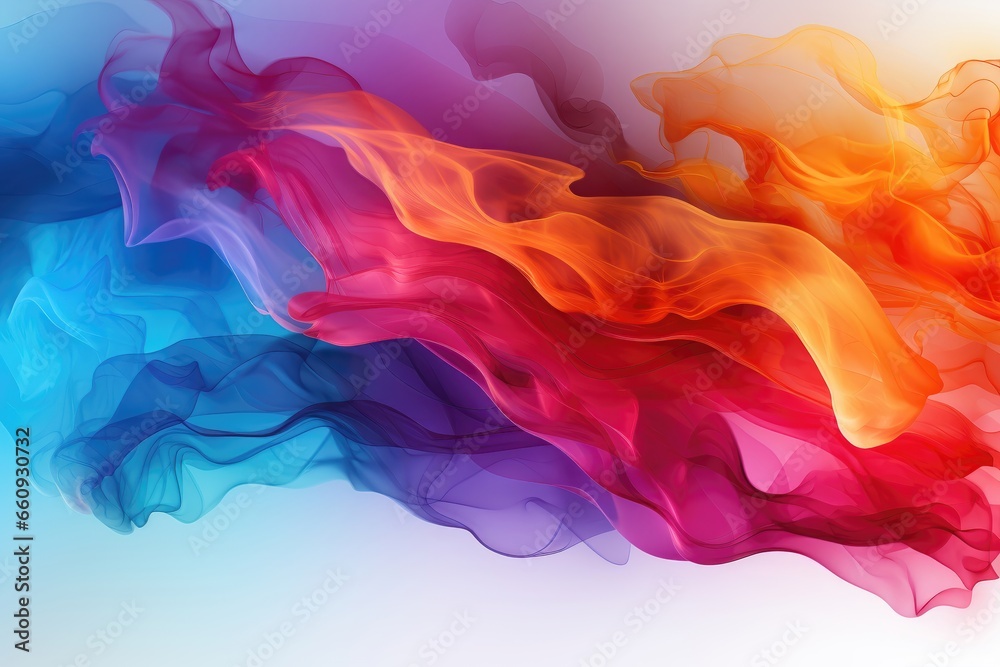 Colorful smokes moving in the same direction. Photorealistic illustration