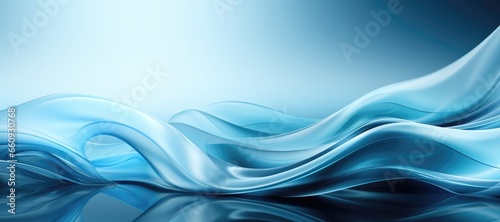 A solid blue abstract form stretches across the screen, creating a sense of simplicity and serenity. Photorealistic illustration