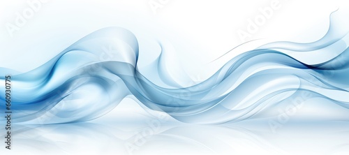 A serene blue abstract form flows across a white background, evoking a sense of calm and simplicity. Photorealistic illustration