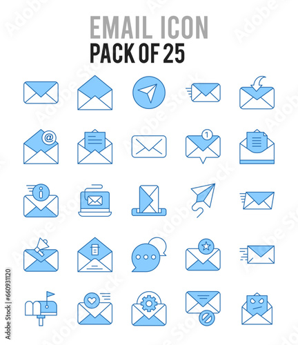 25 Email. Two Color icons Pack. vector illustration.