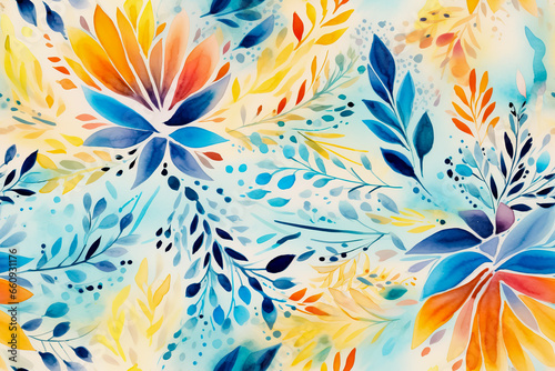 Boho art watercolor seamless pattern. Background.