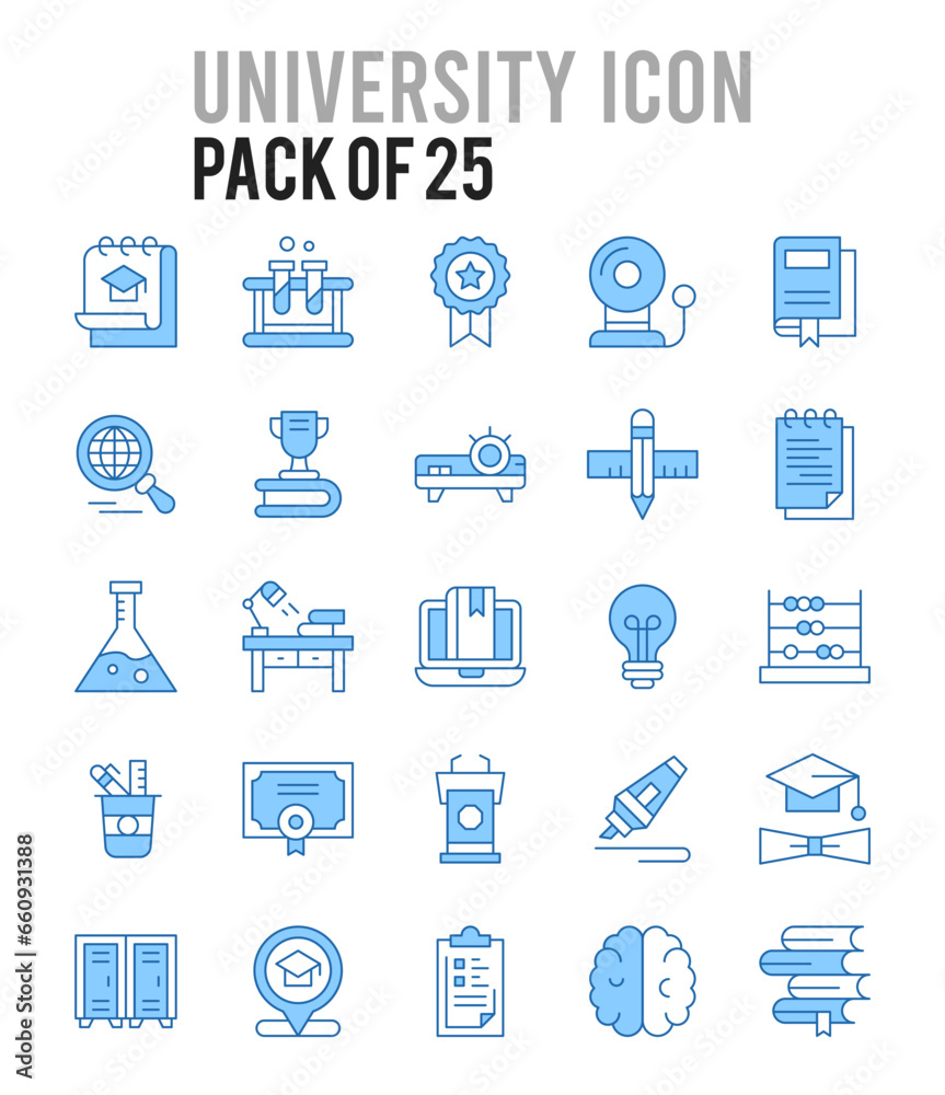 25 University. Two Color icons Pack. vector illustration.