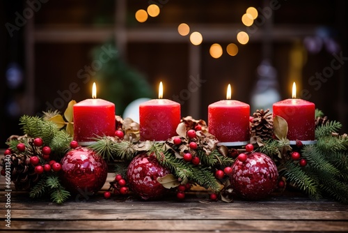 Christmas decoration with Christmas burning candles