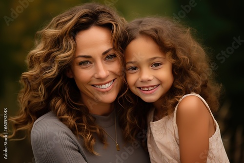 Portrait photo of mom and daughter - family