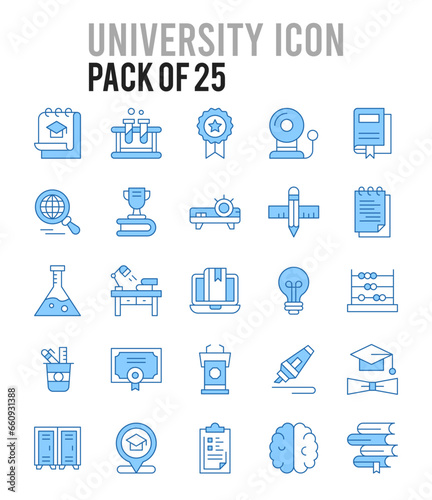 25 University. Two Color icons Pack. vector illustration.