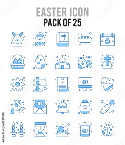 25 Easter. Two Color icons Pack. vector illustration.