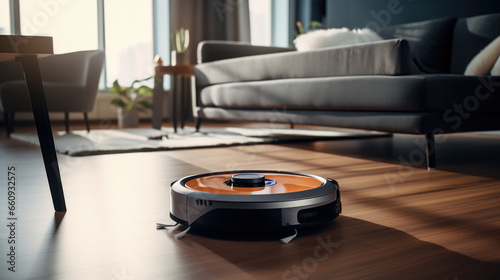 Robot Vacuum Cleaner in Living Room