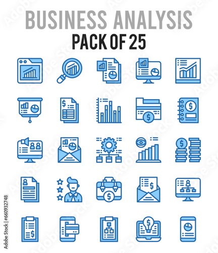 25 Business Analysis. Two Color icons Pack. vector illustration.