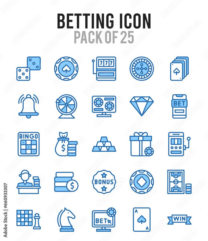 25 Betting. Two Color icons Pack. vector illustration.