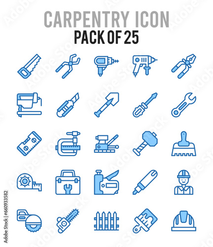 25 Carpentry. Two Color icons Pack. vector illustration.