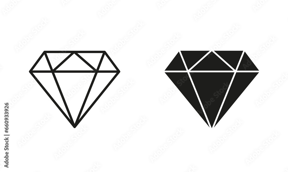 Gemstone Brilliant Line and Silhouette Black Icon Set. Luxury Jewel Crystal Gem. Diamond Shine Pictogram. Play Gambling Casino, Jackpot in Slot Machine Sign. Isolated Vector Illustration Gemstone Brilliant Line and Silhouette Black Icon Set. Luxury Jewel Crystal Gem. Diamond Shine Pictogram. Play Gambling Casino, Jackpot in Slot Machine Sign. Isolated Vector Illustration