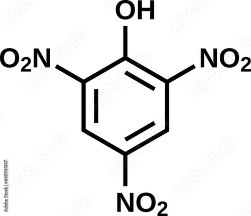 Picric acid structural formula, vector illustration