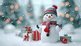 Cute Snowman with Gifts
